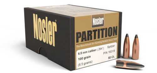 Nosler 6.5mm .264 Diameter 100 Grain Spitzer Partition 50 Count