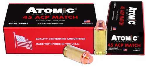 45 ACP 185 Grain Copper-Plated 50 Rounds Atomic Ammunition