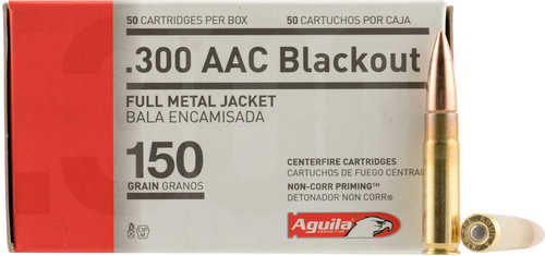 300 AAC Blackout 150 Grain Full Metal Jacket 50 Rounds Aguila Ammunition