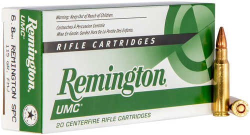 6.8mm SPC 115 Grain Full Metal Jacket 20 Rounds Remington Ammunition