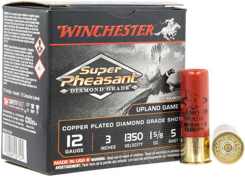 Winchester Super Pheasant Diamond Grade 12 Gauge 3" 1-5/8 oz.. #5L ead  Shot 25 Rounds Shotgun Ammunition