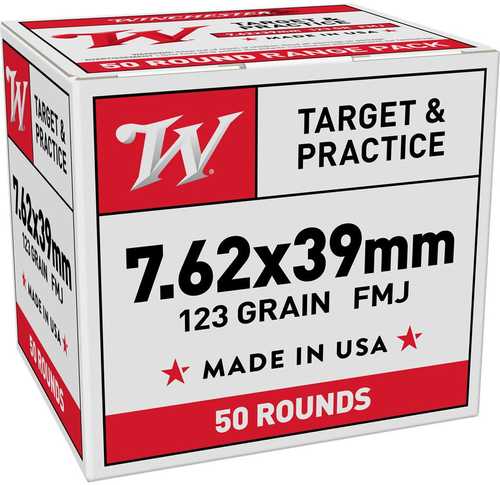 Winchester USA Lack City Rifle Ammunition 7.62x39 123Gr FMJ 2355 Fps 50/ct (Bulk)