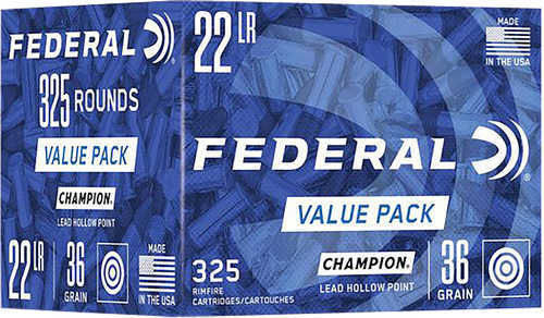 Federal 749 Champion Training 22 LR 36 Gr Lead Hollow Point (LHP) 325 Per Box/ 10 Cs