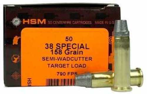 HSM Training Handgun Ammunition .38 Spl 158Gr SWC 790 Fps 50/ct