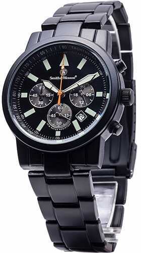 S&W Pilot Black Stainless Steel Strap Watch Chronograph