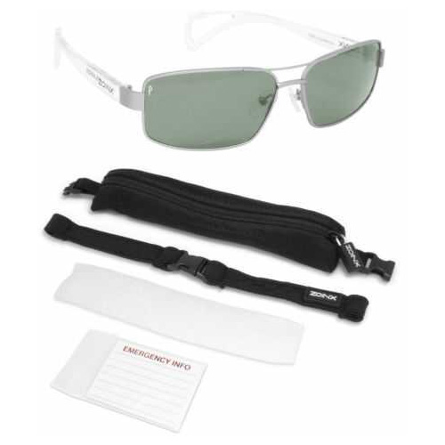 Zoinx Men Wrap Polarize Sunglasses Silver Aviator-Green Lens