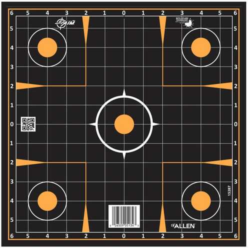 EZ Aim Splash Paper Sight-In Grid Black/Orange 12" X 12" 10 Per Pkg