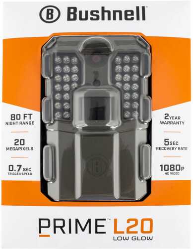 Bushnell 119930B Prime L20 Brown, Text Lcd Display, 3/12/20MP Resolution, Red Glow Flash, Sd Card Slot/Up To 32Gb Memory