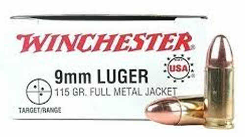 9mm Luger 115 Grain Full Metal Jacket 200 Rounds Winchester Ammunition