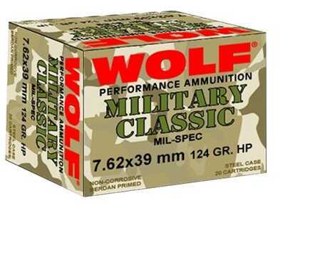 7.62X39mm 124 Grain Jacketed Hollow Point 20 Rounds Wolf Ammunition
