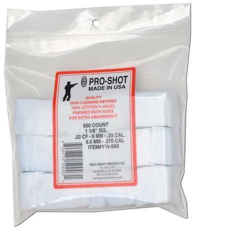 Pro-Shot 11/8-500 Cotton Flannel Patches 1.125"Sq .22-.270 Cal 500 Per Pack