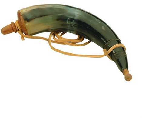 Traditions Authentic Powder Horn Classic Carrier No Tow The Same With Leather Sling And Wooden Cap/Stopper.
