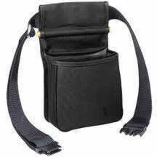 Divided Shell Pouch With Belt Black - Twin compartments Hold One Box Of Shells Each Heavy-Duty Adjustable Web