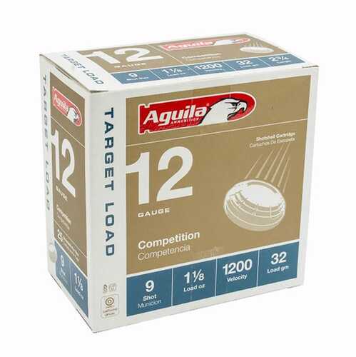 12 Gauge 2-3/4" Lead #9  1-1/8 oz 25 Rounds Aguila Shotgun Ammunition