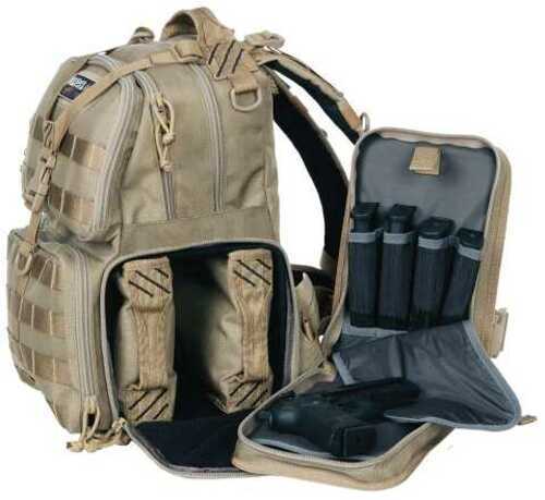 G-Outdoors Inc. Tactical Backpack Tan Soft 3 Internal Pistol Cases GPS-T1612BPT