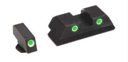 AmeriGlo GL119 Classic 3 Dot Night Sight Fits Glock 20/21 Tritium Green w/White Outline Front