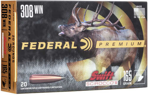 308 Win 165 Grain Scirocco II 20 Rounds Federal Cartridge Ammunition 308 Winchester