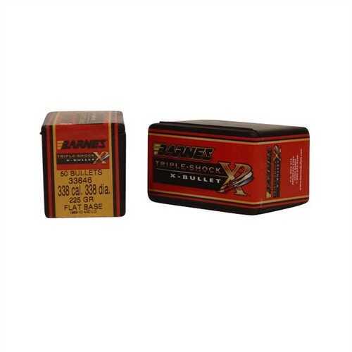 Barnes All Copper Triple-Shock X Bullet 338 Caliber 225 Grain Flat Base 50/Box Md: 33846