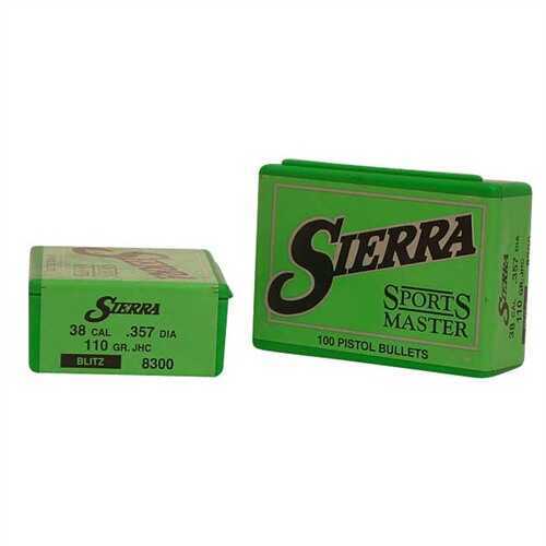 Sierra Sports Master Bullets 38 Caliber 110 Grain Jacketed Hollow Cavity 100/Box Md: 8300