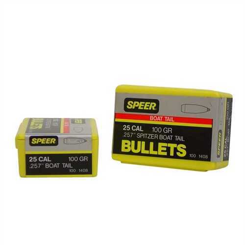 Speer 25 Caliber 100 Grain Spitzer/Boat Tail Bullet 100/Box Md: 1408