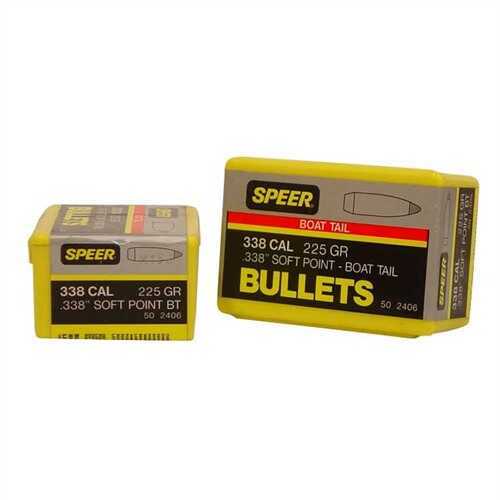 Speer Bullet 338 Caliber 225 Grains BTSP .338" 50/Box