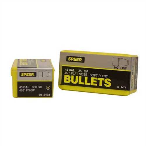 Speer Bullets 2478 Hot-Cor 45 Caliber .458 350 GR Soft Point Flat Nose (SPFN) 50 Box