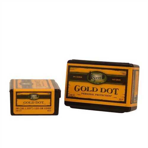 Speer Bullets 4012 Gold Dot Personal Protection 38 Caliber .357 125 GR Hollow Point (HP) 100 Box