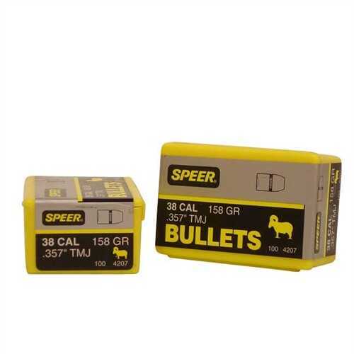 Speer 38/357 Caliber 158 Encased Uni-Core Full Metal Jacket 100/Box Md: 4207 Bullets