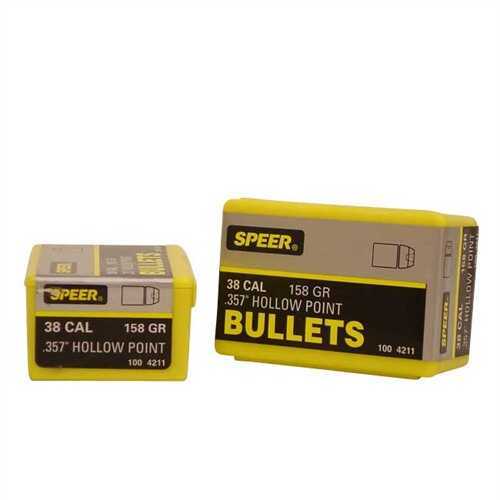 Speer 38 Caliber 158 Grain Jacketed Hollow Point 100/Box Md: 4211 Bullets