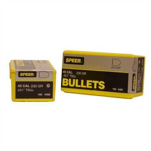 Speer 45 Caliber 230 Grain Encased Uni-Core Full Metal Jacket 100/Box Md: 4480 Bullets