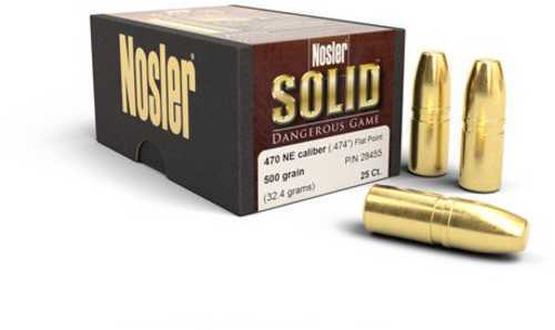Nosler Solid Dangerous Game Bullet .470 Ne 500 Grains 25/Bx