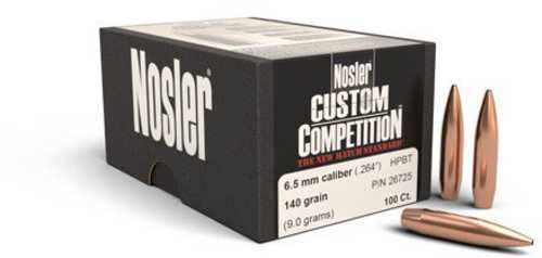 Nosler 6.5mm .264 Diameter 140 Grain Boat Tail HP Custom Competition 1000 Count