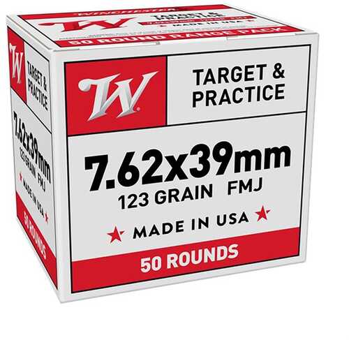 Winchester 7.62x39 123 Grain Full Metal Jacket Rifle Ammo 50 Rounds