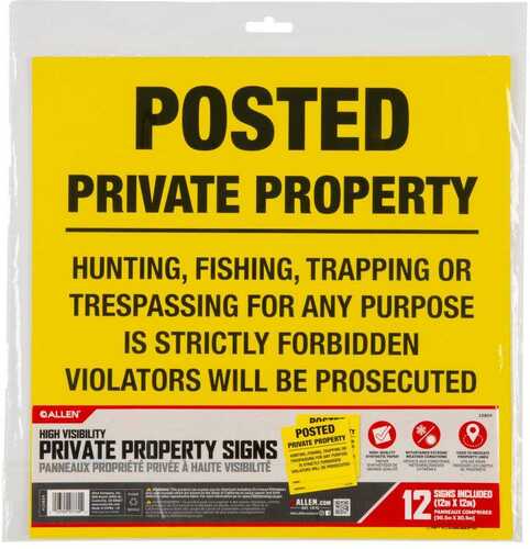 Allen Posted No Trespassing Yard Sign 12" x 12" 12/ct
