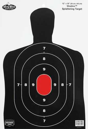Birchwood Casey Dirty Bird BC-27 Silhouette Tagboard Hanging Pistol 12" x 18" Black/White 8 Per Pkg