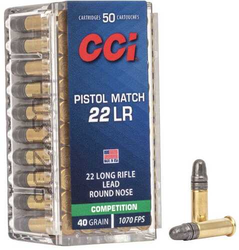 CCI Pistol Match Rimfire Ammunition .22 LR 40 Gr LRN 1070 Fps 50/ct