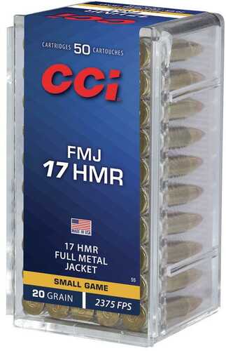 CCI FMJ Rimfire Ammunition .17 HMR 20 Gr FMJ 2375 Fps 50/ct