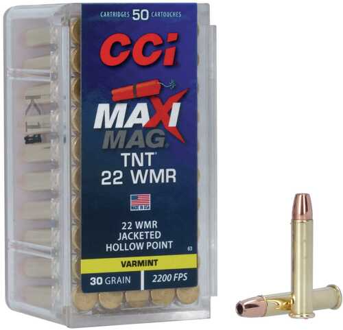 CCI Maxi-Mag TNT Rimfire Ammunition .22 WMR 30 Gr HP 2200 Fps 50/ct