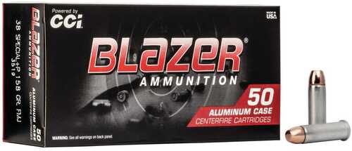 CCI Blazer Aluminum Handgun Ammunition .38 Spl +p 158 Gr TMJ 850 Fps 50/Box