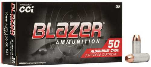 CCI Blazer Aluminum Handgun Ammunition 10mm Auto 200 Gr FMJ 1050 Fps 50/Box