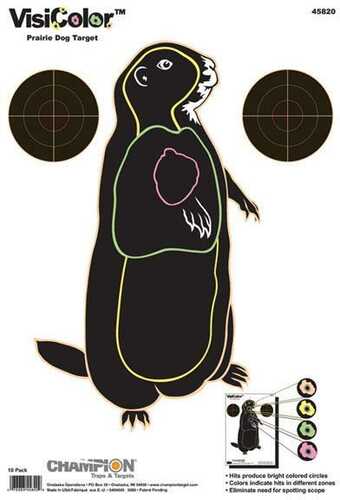 Champion Visicolor High-Visibility Paper Targets Prairie Dog 11" X 16" 10/Pack