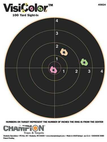 Champion Visicolor High-Visibility Paper Targets 8" Bull 8.5" X 11" 10/Pack