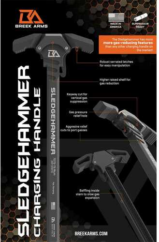 Breek Arms The Sledgehammer AR-15 Gas Blocking Charging Handle Black