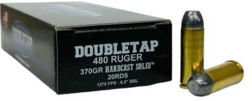 Double Tap Hardcast Solid Handgun Ammunition 480 Ruger 370gr Wfn 1335 Fps 20/ct