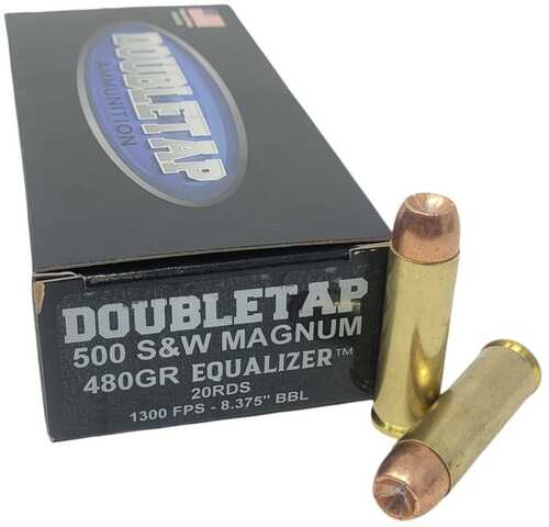 Double Tap 500 Equalizer Handgun Ammunition .500 S&W 455Gr HP 1801 Fps 20/ct