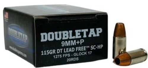 Double Tap Dt Lead Free Handgun Ammunition 9mm Luger(+p) 115gr Sc-hp 1200 Fps 20/ct