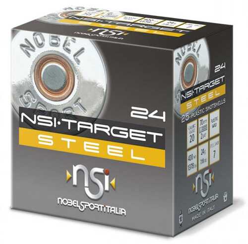 Nobel Target Steel Shotshells 20 Ga 2-3/4" 1Oz 1378 Fps #7 25/ct