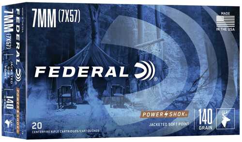 Federal Power-Shok Rifle Ammunition 7mm Mauser 140 Gr SP 2660 Fps - 20/Box
