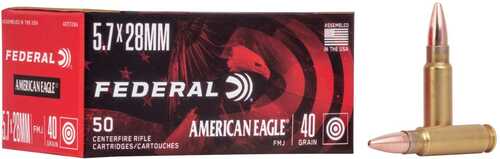 American Eagle Handgun Ammunition 5.7x28mm 40 Gr FMJ 1655 Fps 50/Box