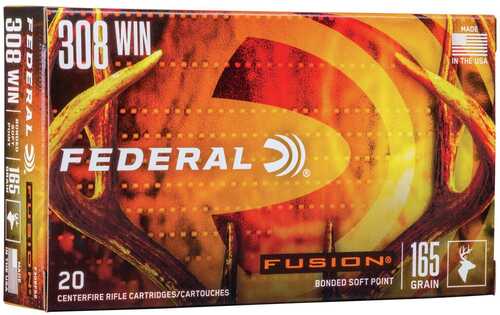 Federal Fusion Rifle Ammunition .308 Win 165 Gr BTSP 2700 Fps - 20/Box